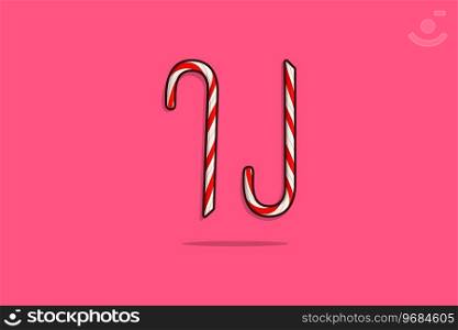 Christmas sweet candy cane sticks pair vector icon illustration. Christmas holiday design concept.