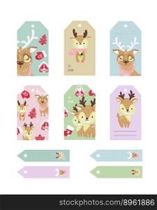Christmas tags cute collection set labels vector image