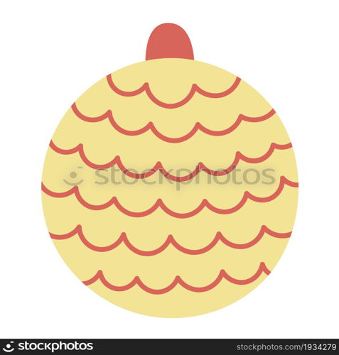 Christmas toy for the tree, ball with a pattern. Hand drawn vector illustration.Traditional holiday symbol