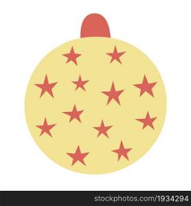Christmas toy for the tree, ball with a pattern. Hand drawn vector illustration.Traditional holiday symbol