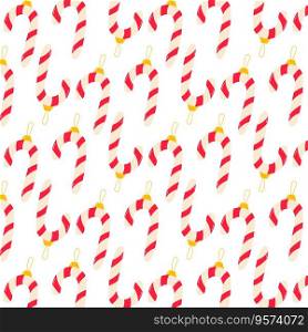 christmas toy glass candy cane pattern textile background new year winter holiday hanging vector illustration