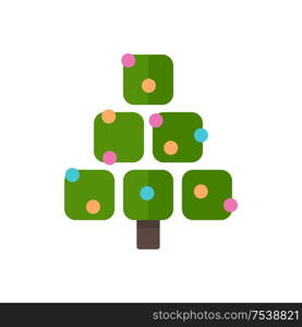 Christmas tree and decoration. Vector illustration