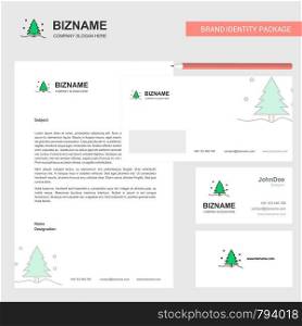 Christmas tree Business Letterhead, Envelope and visiting Card Design vector template