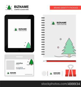 Christmas tree Business Logo, Tab App, Diary PVC Employee Card and USB Brand Stationary Package Design Vector Template
