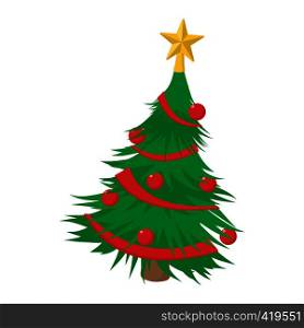 Christmas tree cartoon icon isolated on a white background. Christmas tree cartoon icon