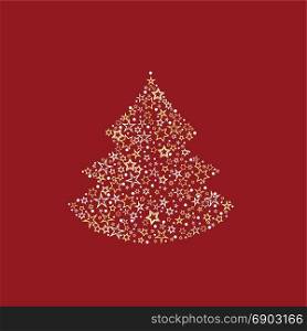 Christmas tree decoration. Vector illustration of a Christmas tree decoration made of stars. Happy Christmas greeting card.