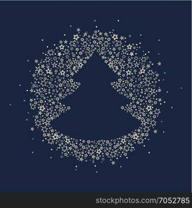 Christmas tree decoration. Vector illustration of a Christmas tree decoration made of stars. Happy Christmas greeting card.