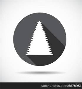 Christmas Tree Flat Icon with long Shadow. Vector Illustration. EPS10
