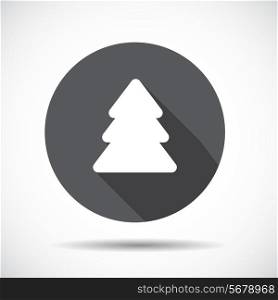 Christmas Tree Flat Icon with long Shadow. Vector Illustration. EPS10