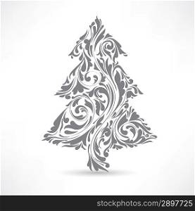 Christmas tree. Floral motif. Design element.