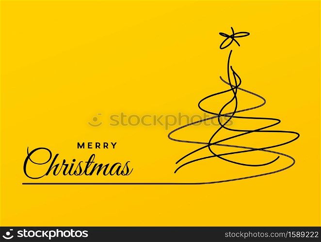 Christmas tree , freehand design and handwriting. Yellow background with iron wire. Vector illustration