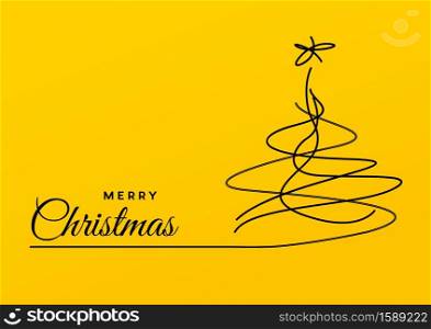 Christmas tree , freehand design and handwriting. Yellow background with iron wire. Vector illustration