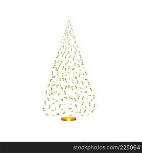Christmas tree from golden confetti on white background. New Year, Christmas Vector illustration.. Christmas tree from golden confetti on white background. New Year, Christmas Vector illustration