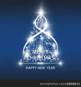 Christmas tree from light vector background. Greeting card or invitation. Eps 10. Merry Christmas and New Year 2018 typographical on holidays background. Christmas tree from light vector background. Greeting card or invitation. Merry Christmas and New Year 2018 typographical on holidays background