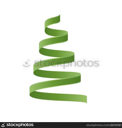 Christmas tree from ribbon isolated on white background. Vector illustration