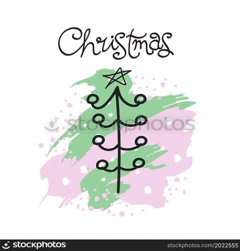 Christmas tree greeting card. Vector illustration