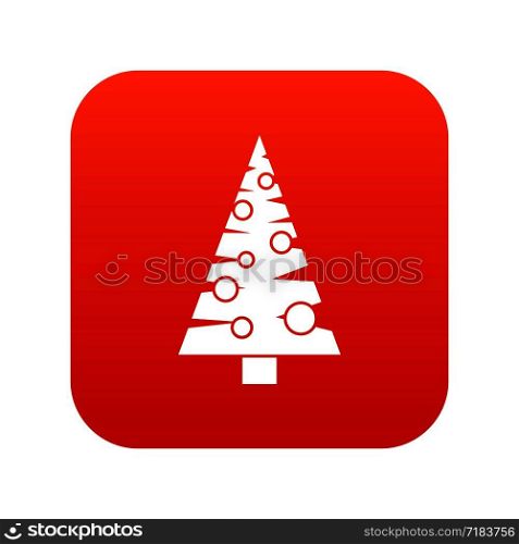 Christmas tree icon digital red for any design isolated on white vector illustration. Christmas tree icon digital red
