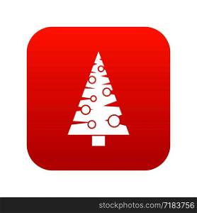 Christmas tree icon digital red for any design isolated on white vector illustration. Christmas tree icon digital red