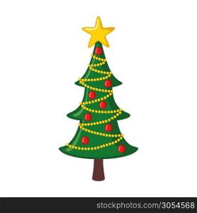 Christmas tree icon in flat style isolated on white background. Vector illustration.. Christmas tree icon in flat style.
