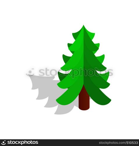 Christmas tree icon in isometric 3d style with shadow isolated on white background. Christmas tree icon, isometric 3d style
