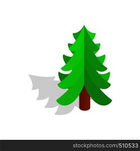 Christmas tree icon in isometric 3d style with shadow isolated on white background. Christmas tree icon, isometric 3d style
