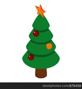 Christmas tree icon. Isometric illustration of christmas tree vector icon for web. Christmas tree icon, isometric 3d style