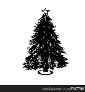 christmas tree icon on white background