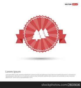 Christmas Tree Icon - Red Ribbon banner