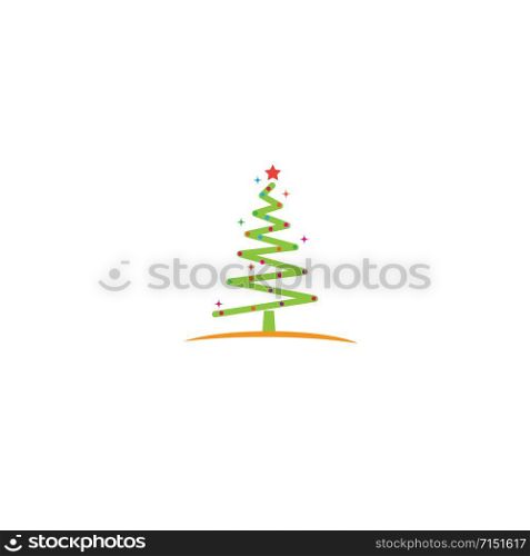 Christmas tree icon Vector Illustration design Logo template