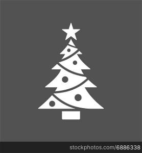 Christmas tree icon with star on dark background