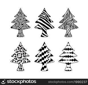 Christmas tree idea creative design. animal print, nature and abstract print. Merry christmas vector illustration.