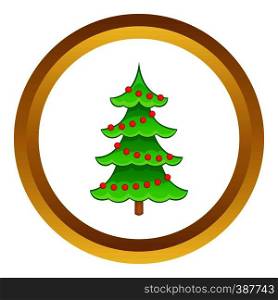 Christmas tree in cartoon style isolated on white background vector illustration. Christmas tree vector icon