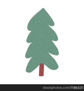 Christmas tree in doodle style isolated on white background. Hand drawn holiday fir symbol. Green conifer simple vector illustration. Christmas tree in doodle style isolated on white background. Hand drawn holiday fir symbol.
