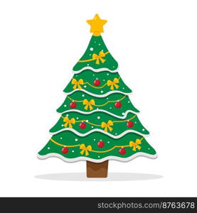 Christmas tree isolated on white background. Christmas tree with colorful ornaments. Christmas concept. Vector stock