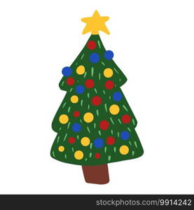 Christmas tree isolated on white background. Xmas symbol in doodle vector illustration.. Christmas tree isolated on white background. Xmas symbol in doodle.