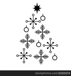 Christmas tree made from snowflakes icon. Simple xmas tree design.. Christmas tree made from snowflakes icon. Simple xmas tree design