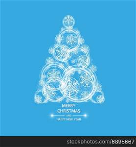 Christmas tree made of snowflakes and magic circle.. Christmas tree made of snowflakes and magic circle. Vector eps 10