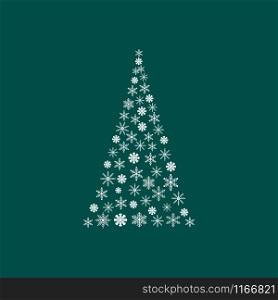 Christmas tree made of snowflakes icon vector