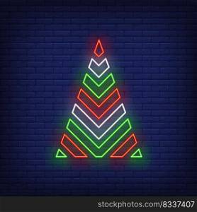 Christmas tree neon sign. Fir, tree, New Year. Night bright advertisement. Vector illustration in neon style for banner, billboard