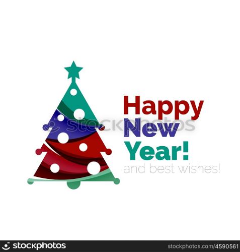 Christmas tree, New Year banner elements with white space for text
