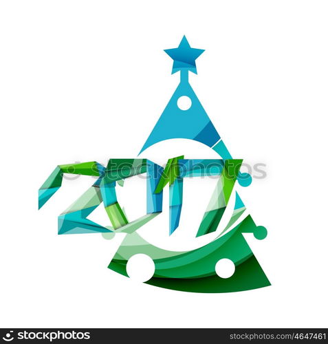 Christmas tree, New Year banner elements with white space for text