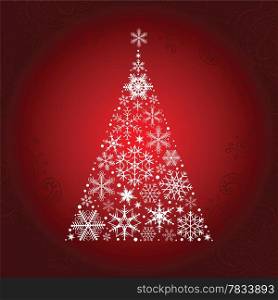 Christmas tree of snowflakes. New Year background. Vector illustration.