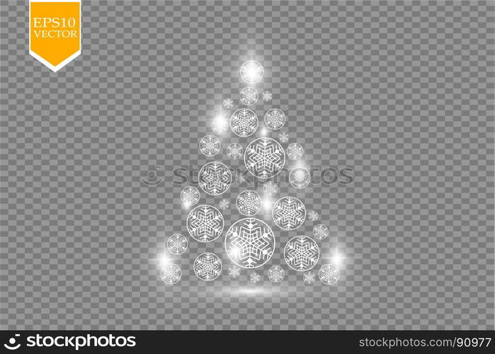 Christmas tree of snowflakes on transparent backgraund. Christmas tree of snowflakes on transparent backgraund. Vector EPS 10