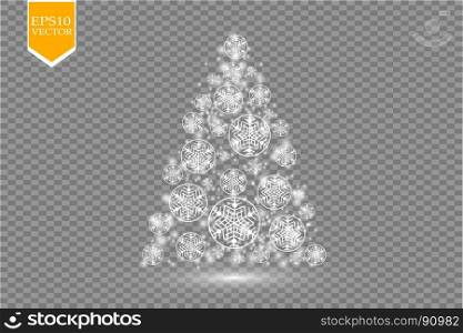 Christmas tree of snowflakes on transparent backgraund. Christmas tree of snowflakes on transparent backgraund. Vector EPS 10