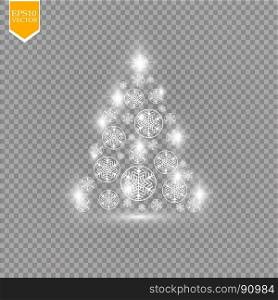 Christmas tree of snowflakes on transparent backgraund. Christmas tree of snowflakes on transparent backgraund. Vector EPS 10