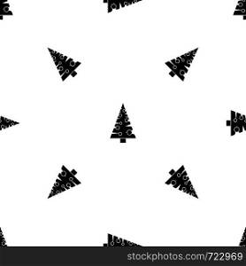 Christmas tree pattern repeat seamless in black color for any design. Vector geometric illustration. Christmas tree pattern seamless black