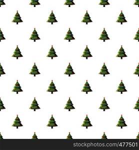 Christmas tree pattern seamless repeat in cartoon style vector illustration. Christmas tree pattern
