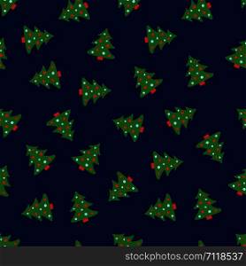 Christmas tree pattern. Seamless texture for the New Year. Winter holiday wallpaper