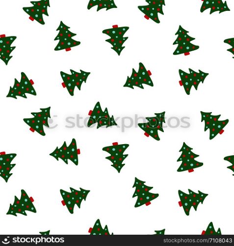 Christmas tree pattern. Winter holiday wallpaper. Seamless texture for the New Year