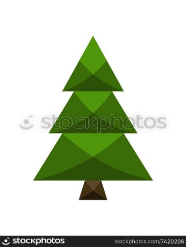 Christmas tree sign board of spruce icon without decorative elements vector illustration advertisement poster isolated on white, green evergreen plant. Christmas Tree Sign Board Spruce Icon